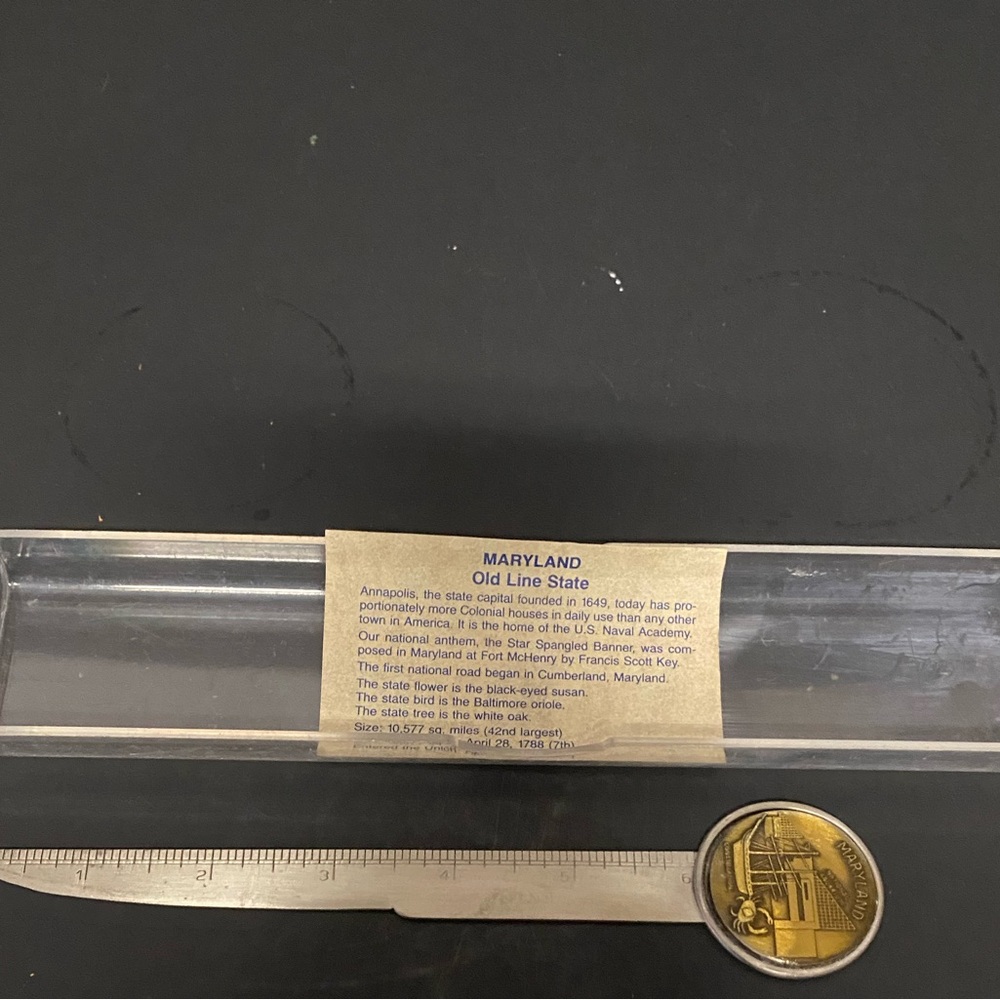 Maryland State Letter Opener With Measurements On Blade US Naval Academy On It